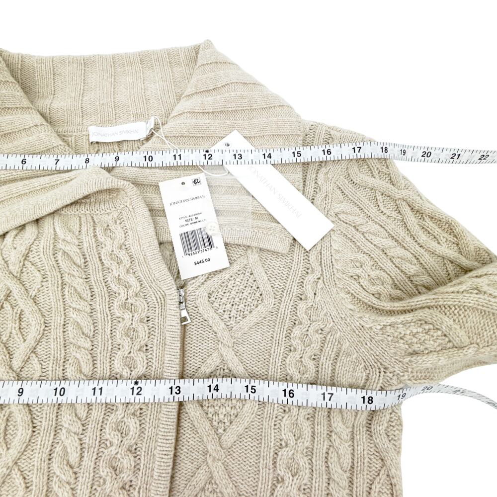 JONATHAN SIMKHAI Davina Patchwork Cardigan Jacket in Bone Multi M - Picture 10 of 12
